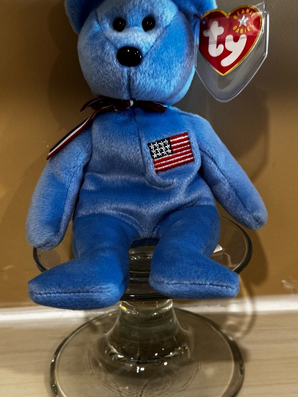 Ty Blue 'America' Plush Bear with Tag